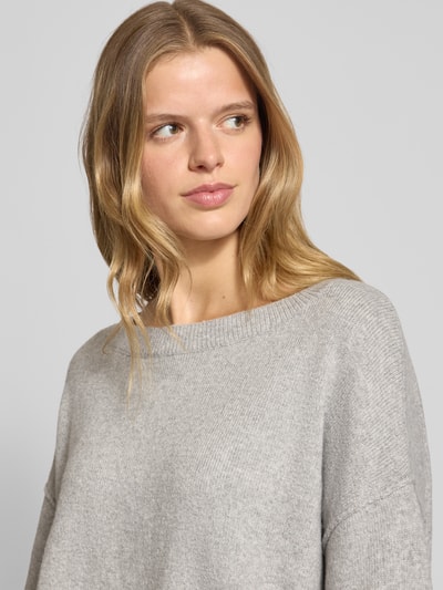 Review Gebreide pullover met diepe boothals Lichtgrijs gemêleerd - 3