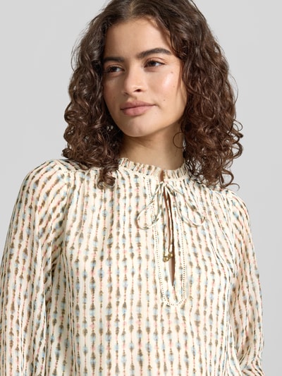 Pepe Jeans bluzka z długim rękawem o kroju regular fit ze wzorem na całej powierzchni model 'FALINA' Écru 3