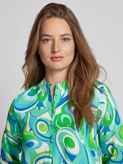Emily Van den Bergh Knielanges Hemdblusenkleid aus Viskose mit Allover-Muster Gruen 3