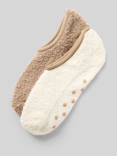 Produktfoto, Kuschelsocken mit Noppen von camano aus weichem Material-Mix mit Stretch-Anteil, elastische Bündchen, beige und cremefarben