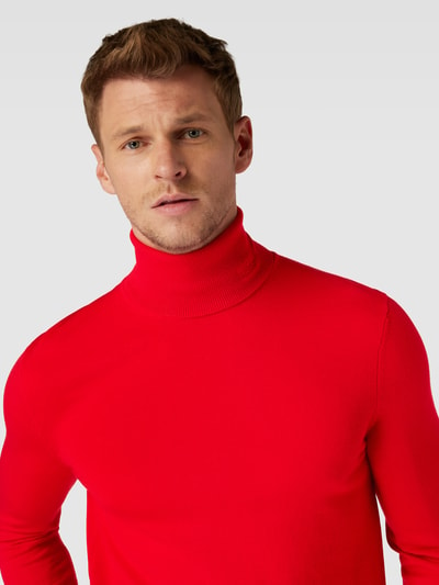 HUGO Strickpullover mit Rollkragen Modell 'San Thomas' Rot 3