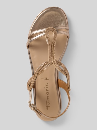 Tamaris Sandalen met strass-steentjes Metallic bruin - 3