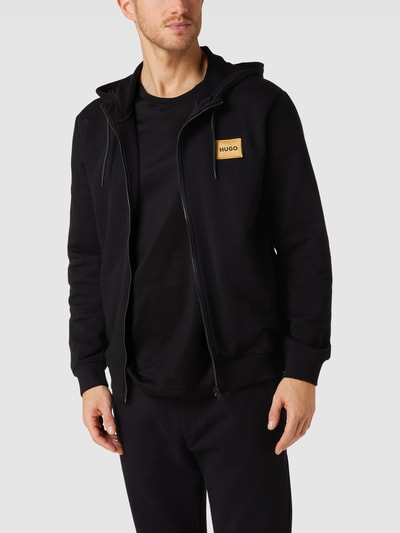 HUGO Sweatjacke mit Label-Patch Modell 'Daple' Black 4