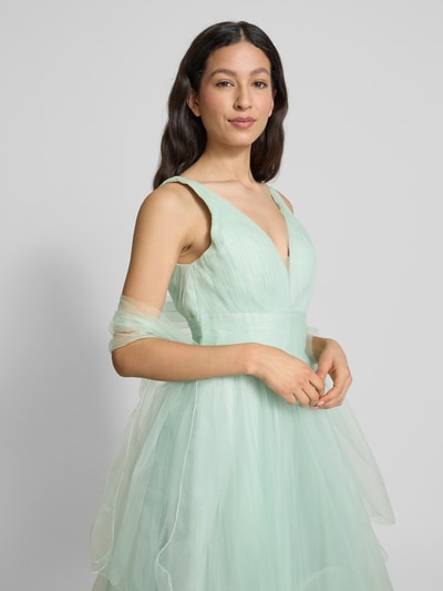 Mascara Abendkleid mit V-Ausschnitt und Taillenband Mint 3