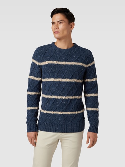 Fynch-Hatton Gebreide pullover met streepmotief Marineblauw - 4