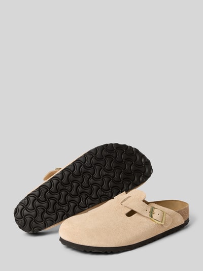 Birkenstock Huisschoenen met reliëflogo, model 'Boston' Zand - 4