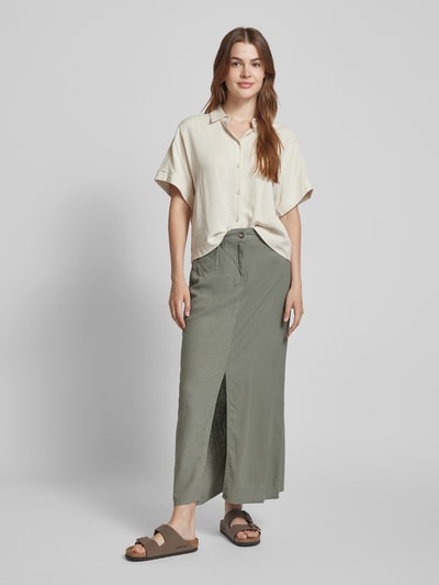 Soyaconcept Linnen rok met loopsplit, model 'Ina' Kaki - 1