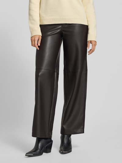 Stefanel Broek van kunstleer met wijde pijpen Donkerbruin - 4