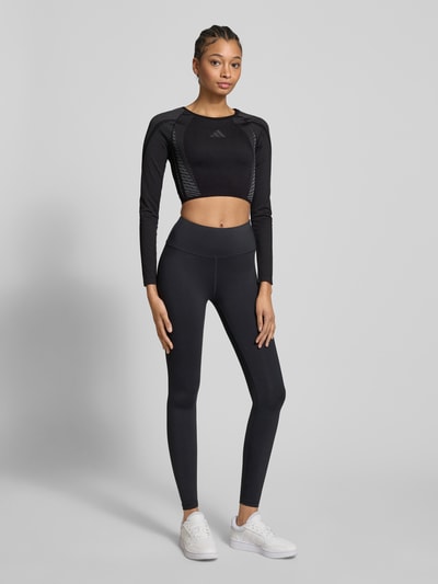 adidas Sportswear Kort shirt met lange mouwen en labelprint Zwart - 1