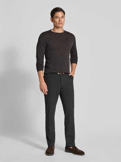 Profuomo Pullover aus Merinowolle mit Rundhalsausschnitt Schoko 1