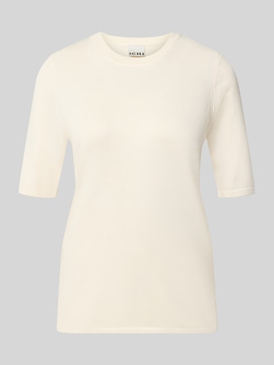 Produktfoto, Regular Fit Pullover in Strick-Optik Modell "LULS" von ICHI, Damen Viskose-Mix, Rundhalsausschnitt, kurzärmlig, cremefarben