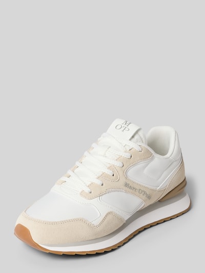 Produktfoto, Sneaker mit Logo Detail Modell 'MAXIMA' von Marc O'Polo, wielokolorowy, zaokrąglony nosek, sznurowane, płaski obcas, detal z logo, tekstura skóry i zamszu