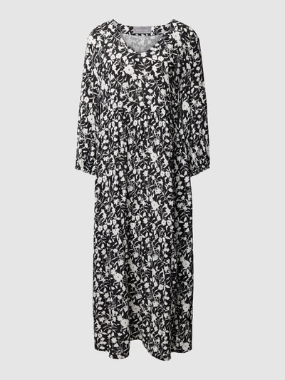 WHITE LABEL Midi-jurk van viscose met all-over bloemenmotief Zwart - 2