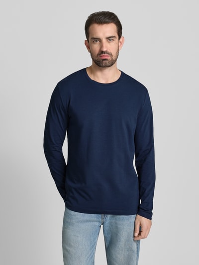 Christian Berg Men Shirt met lange mouwen en geribde ronde hals Donkerblauw - 4