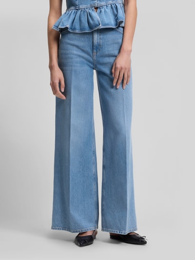 HUGO Wide Leg Jeans aus reiner Baumwolle mit Bügelfalten Hellblau 4