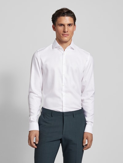 Jake*s Slim Fit Businesshemd in Premiumqualität mit extra langem Arm Weiss 4