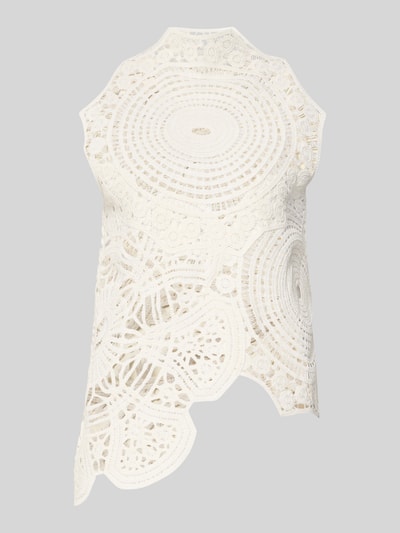Produktfoto, Stricktop aus Häkelspitze Modell 'CRYSTAL' von Copenhagen Muse in Weiß, reine Baumwolle, asymmetrischer Schnitt, blickdichtes Untertop