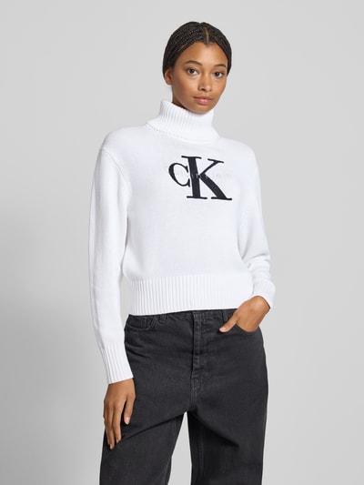 Calvin Klein Jeans Gebreide coltrui, model 'CHENILLE' Wit - 4