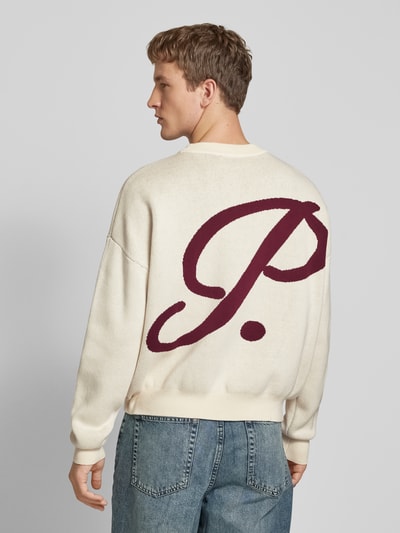 PROHIBITED Gebreide pullover met ribboorden, model 'Brixton' Offwhite - 5