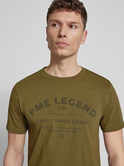 PME Legend Regular Fit T-Shirt mit Logo-Print Oliv 3