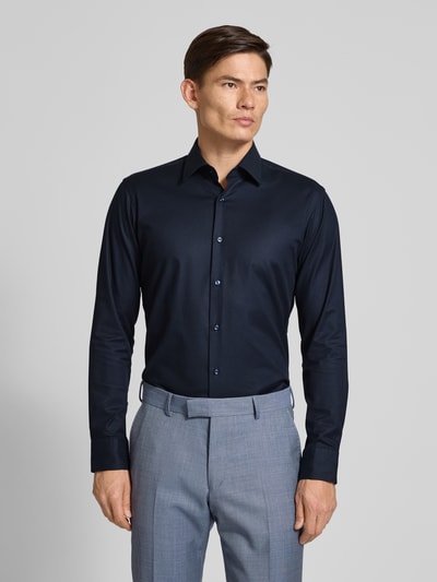 BOSS Regular Fit Businesshemd mit Strukturmuster Marine 4