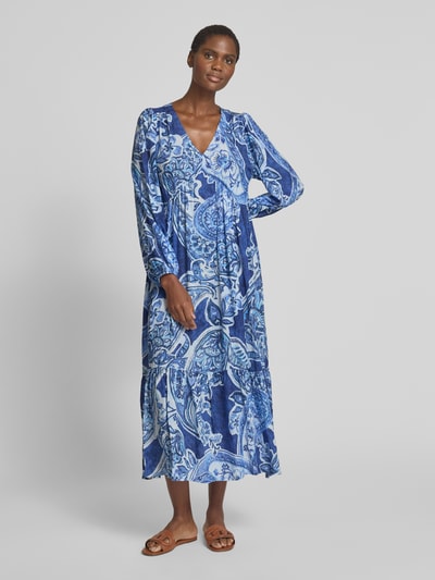 monari Midi-jurk met V-hals Blauw - 4