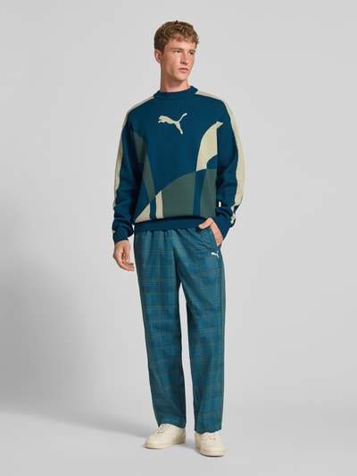 PUMA Performance Sweter o kroju relaxed fit z mieszanki bawełny Petrol 1