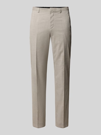 Produktfoto, Extra Slim Fit Anzughose aus Viskose-Schurwoll-Mix Modell 'HESTEN253X' von HUGO, melanż, kanty, szlufki na pasek, tkanina, kolor beżowy