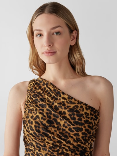 Norma Kamali Midikleid mit Animal-Print Mittelbraun 3