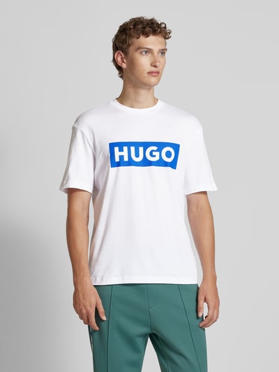 Hugo Blue T-Shirt mit Logo-Print Modell 'Nico' Weiss 4
