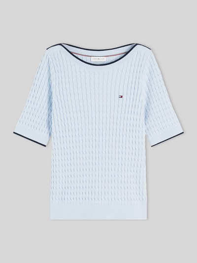 Tommy Hilfiger regular fit pullover van puur katoen met korte mouwen Lichtblauw - 2