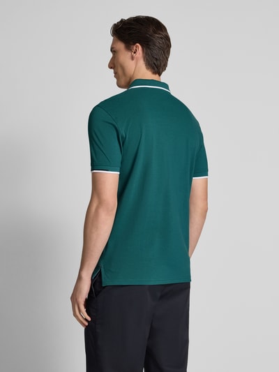 Christian Berg Men Poloshirt mit kurzer Knopfleiste und Label-Prints Metallic Gruen 5