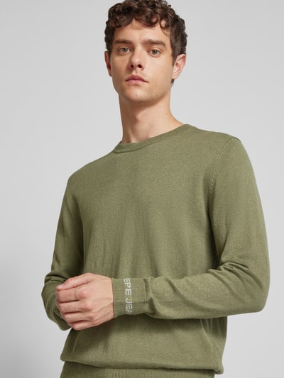 Pepe Jeans Strickpullover mit Rundhalsausschnitt Modell 'Andre' Oliv 3