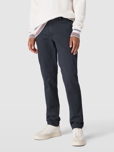 Brax Broek met geweven motief, model ‘Fabio’ Marineblauw - 4