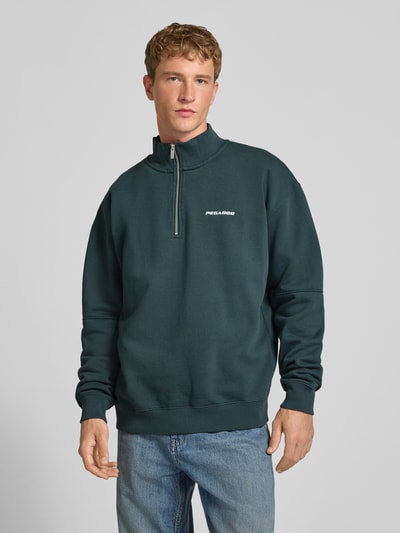 PEGADOR Bluza o kroju relaxed fit z mieszanki bawełny Ciemnozielony 4