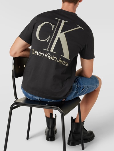 Calvin Klein Jeans T-shirt z detalami z logo model ‘HIGH SHINE’ Czarny 3