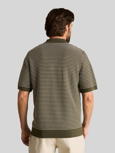 Tom Tailor Regular Fit Poloshirt aus einer Baumwolle in Strickoptik Oliv 5