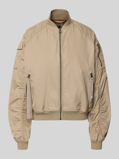 Produktfoto, beige Bomberjacke mit Reißverschlusstaschen Modell 'LIL' von SAVE THE DUCK aus Materiaalmix met stretch, regular fit