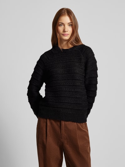 Pieces Regular Fit Strickpullover mit Strukturmuster Modell 'JAYDA' Black 4