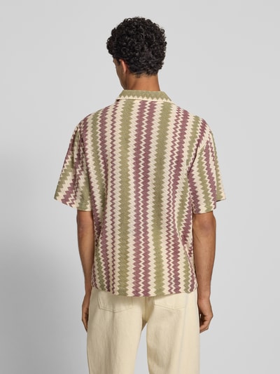 Redefined Rebel Boxy fit vrijetijdsoverhemd met ajourpatroon, model 'ZANDER' Olijfgroen - 5
