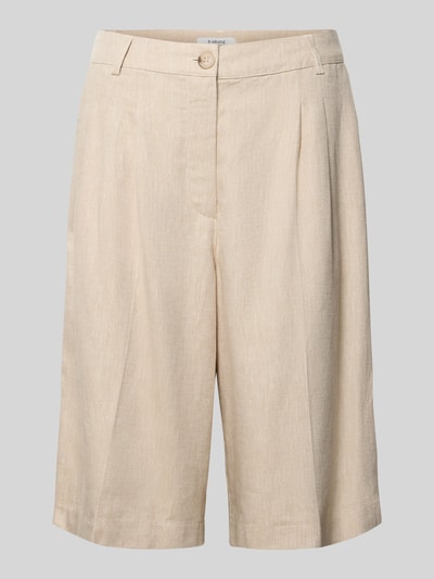 Produktfoto, Bermudas mit Leinen-Anteil und Eingrifftaschen Modell 'DAZIA' von B.Young in Beige, ausgestellter Schnitt, glatte Textur, Viskose-Mix