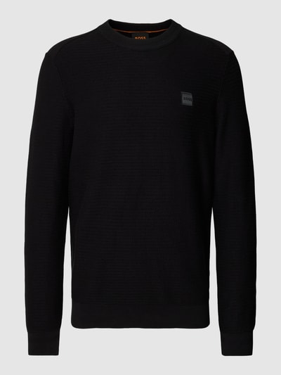 BOSS Orange Strickpullover in unifarbenem Design Modell 'Anion' Black 2