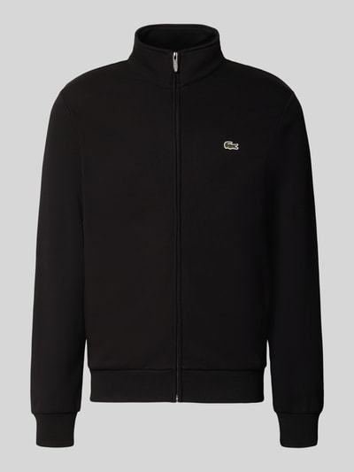 Produktfoto, schwarze Regular Fit Sweatjacke aus Baumwoll-Mix von Lacoste mit Reißverschluss und Logo, glatte Textur, Herren Sweatjacke von Lacoste