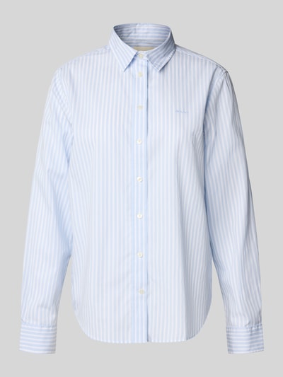 Gant Regular Fit Hemdbluse aus reiner Baumwolle mit Logo-Stitching Hellblau 2