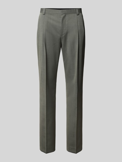Produktfoto, szare spodnie materiałowe z prostą nogawką, gładka tekstura, Super Slim Fit Anzughose aus Schurwoll-Mix Modell 'HESTEN261F1X' von HUGO, Herren Anzughose