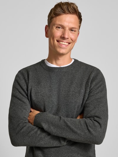 Casual Friday Regular fit gebreide pullover met ronde hals, model 'Heine' Donkergrijs - 3