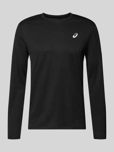 Produktfoto, zwart Regular Fit Langarmshirt met logoprint van ASICS, ronde hals, lange mouw, ruglengte bij maat M 72 cm