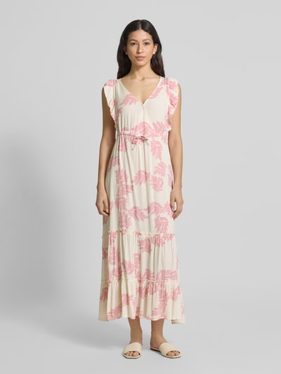 LOLLYS LAUNDRY Midikleid aus Viskose im Stufenlook Modell 'Samo' Pink 4