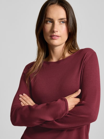 s.Oliver RED LABEL Sweter z dzianiny o kroju regular fit z mieszanki bawełny i wiskozy Bordowy 3