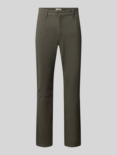 Produktfoto, schmale olivgrüne Hose mit glatter Textur, Slim Fit Hose mit Viskose-Anteil Modell 'MARK' von ONLY & SONS, Herren Schmale Hose